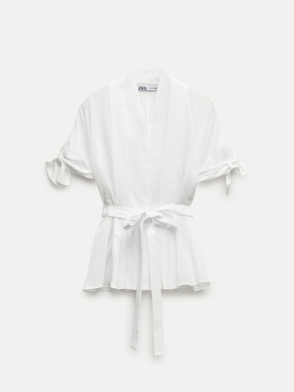 Zara White Kimono Tie-Waist Lounge Top